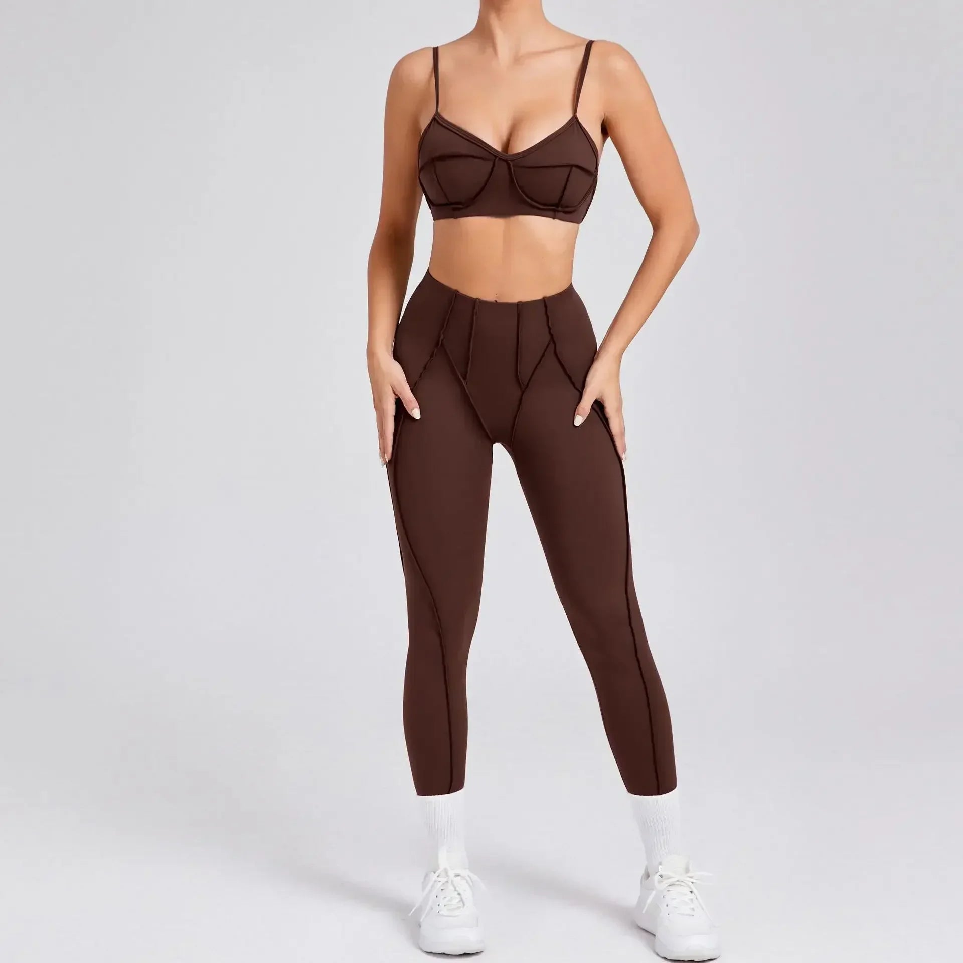 Seamless Yoga High-Waist Leggings & Backless Bra