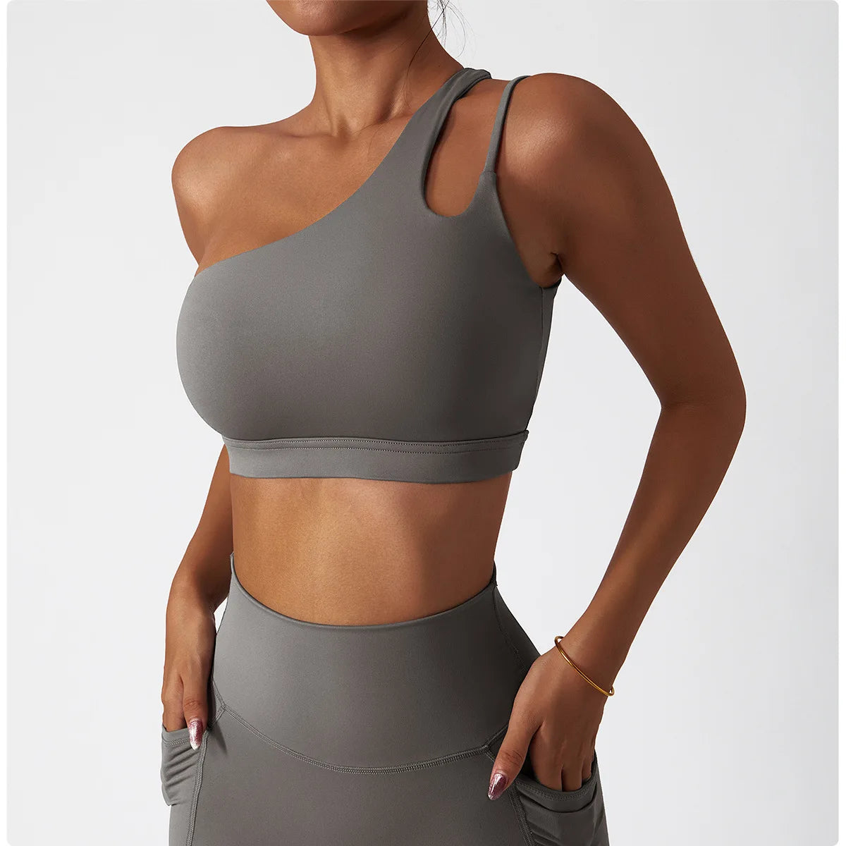 Women’s One Shoulder High Support Sports Bra