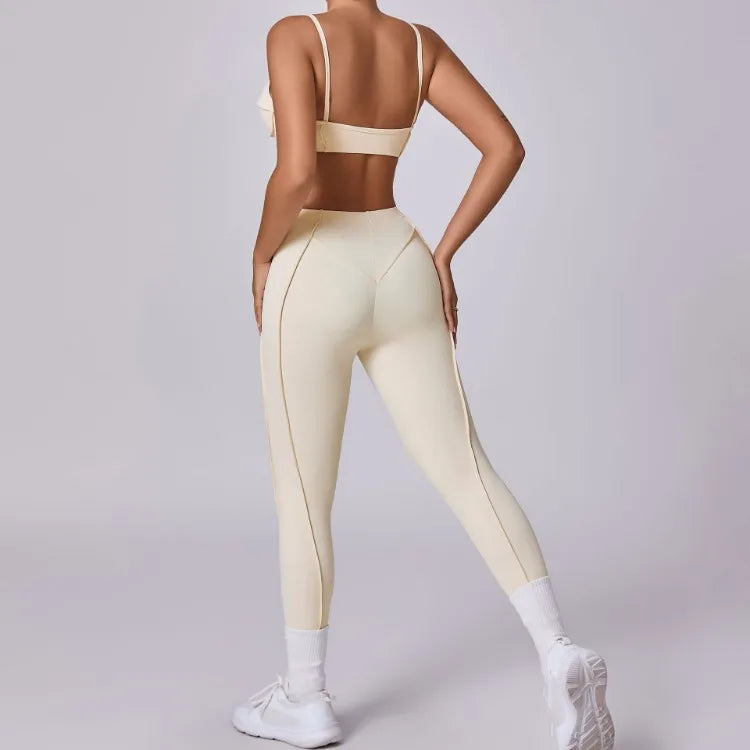 Seamless Yoga High-Waist Leggings & Backless Bra