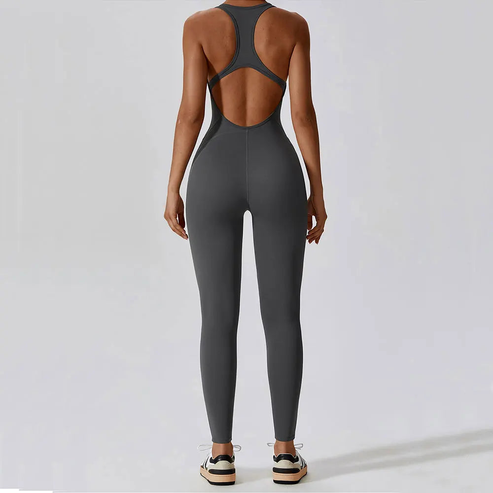 Women's Push-Up Yoga Jumpsuit with Utility Pockets