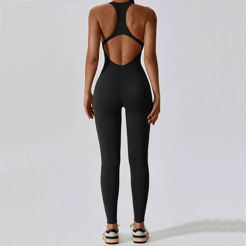 Women's Push-Up Yoga Jumpsuit with Utility Pockets