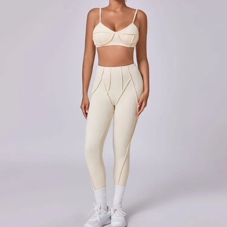 Seamless Yoga High-Waist Leggings & Backless Bra