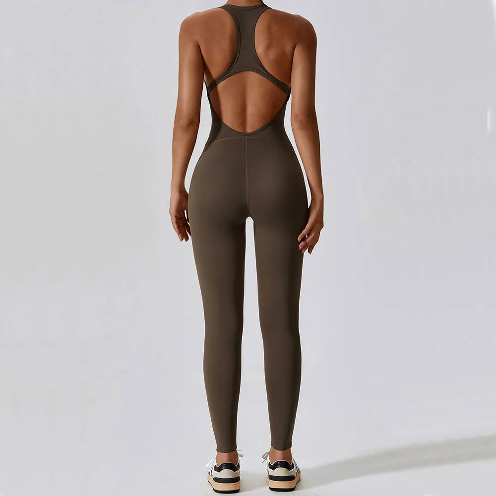 Women's Push-Up Yoga Jumpsuit with Utility Pockets