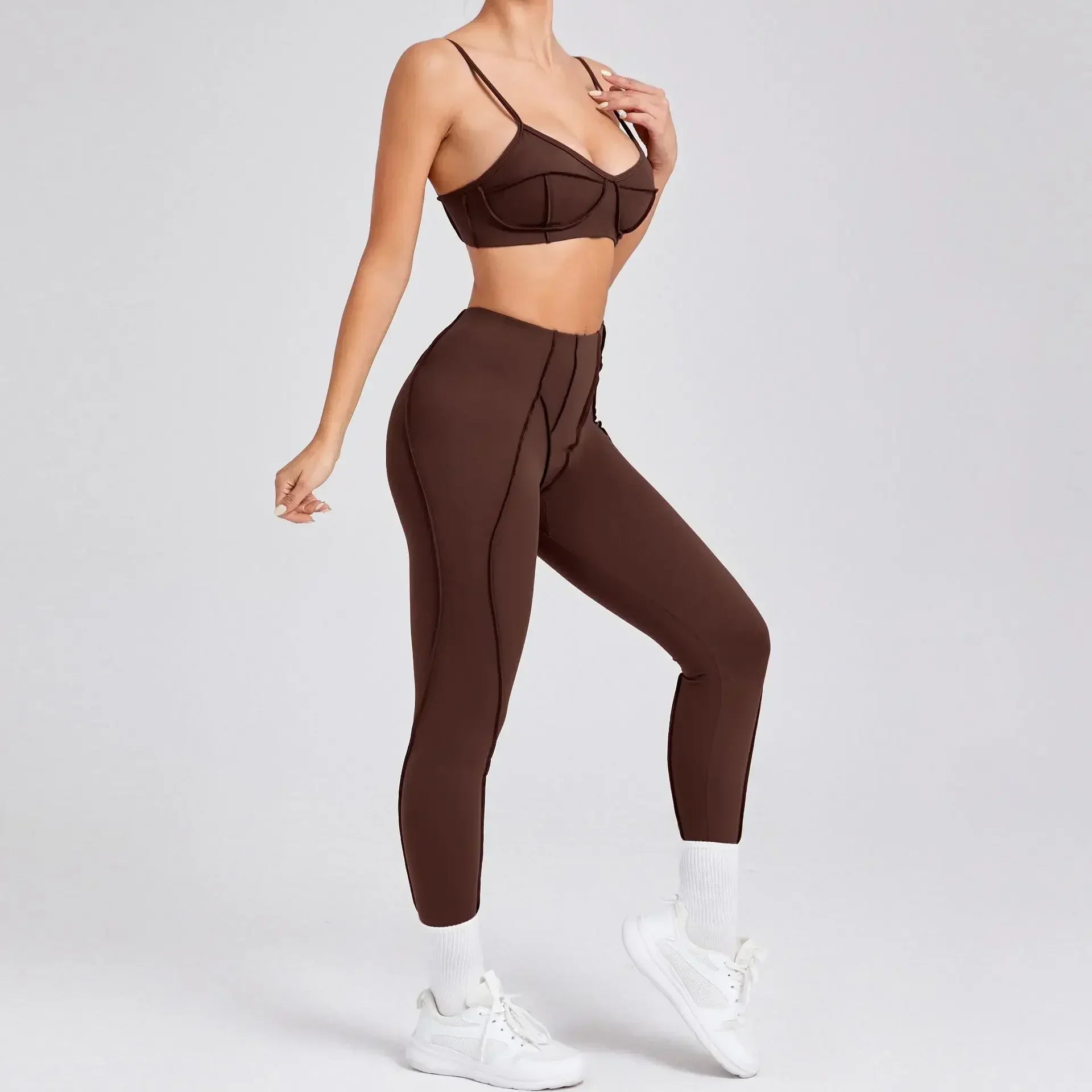 Seamless Yoga High-Waist Leggings & Backless Bra